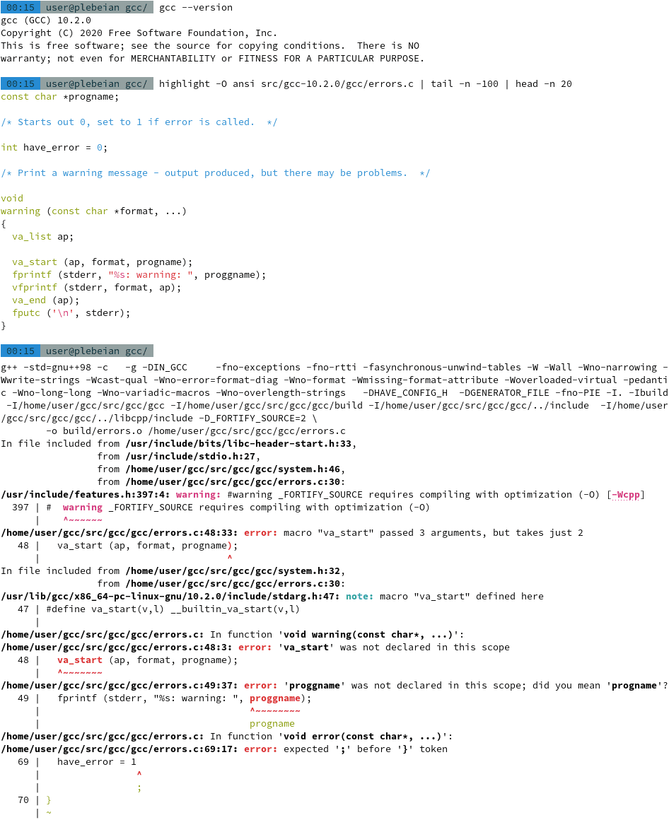 GCC 10.2 GNU Compiler Collection self-compilation
